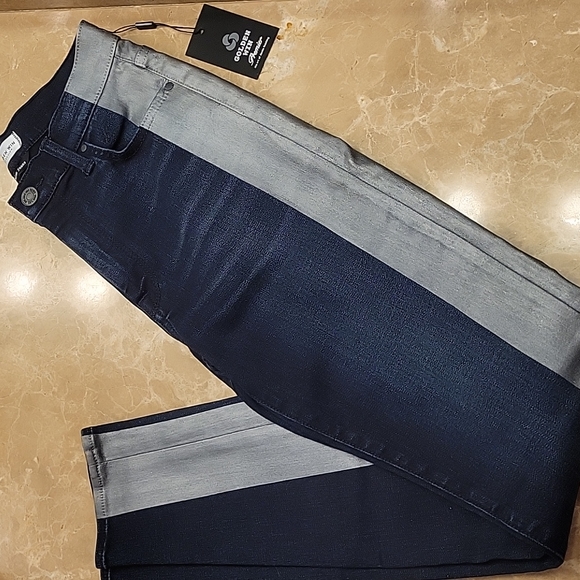 Golden Win Dark Wash Jeans w/ Silver Strip Coating - Picture 6 of 16